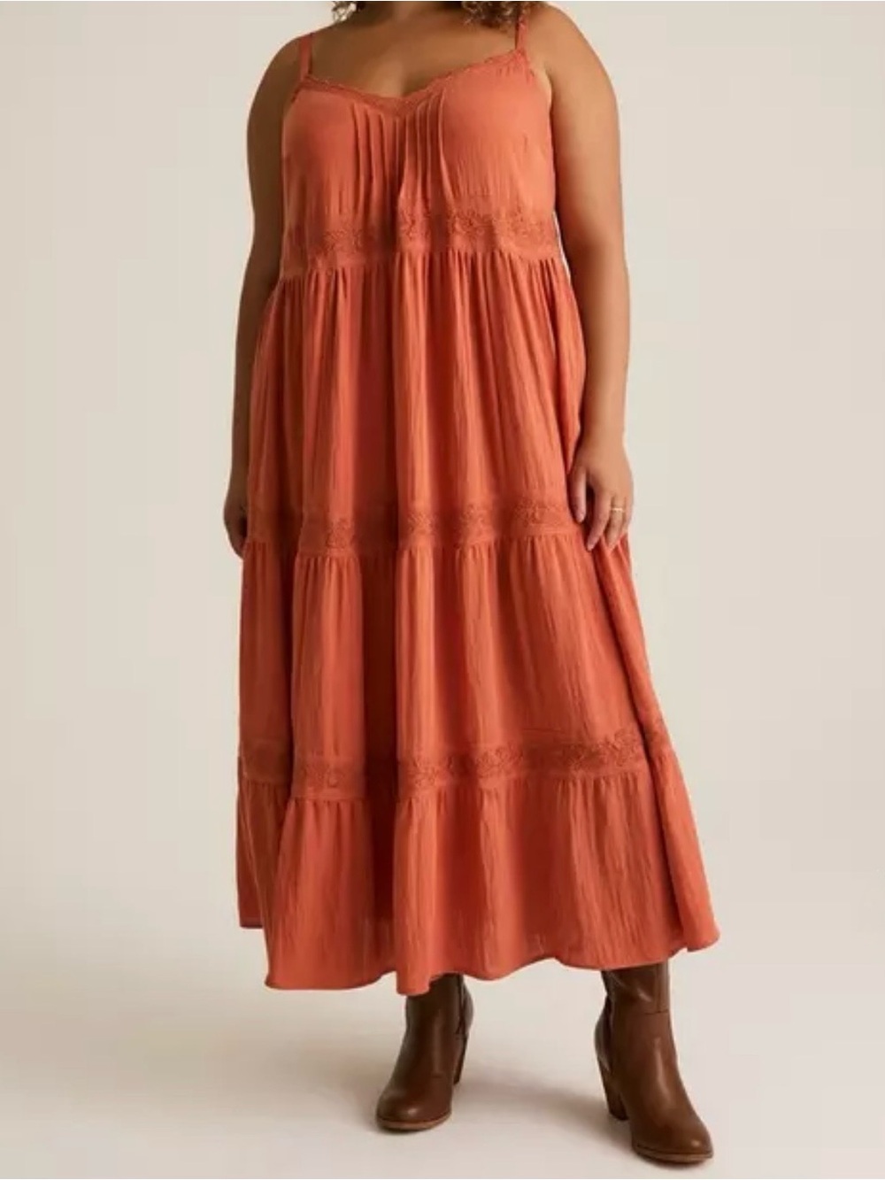 NWT Festi Pleated Bust Tiered Maxi Dress with Lace Trim- “Aragon”